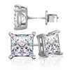 Moissanite Stud Earrings, Lab Created Princess Cut Moissanite, 18K White