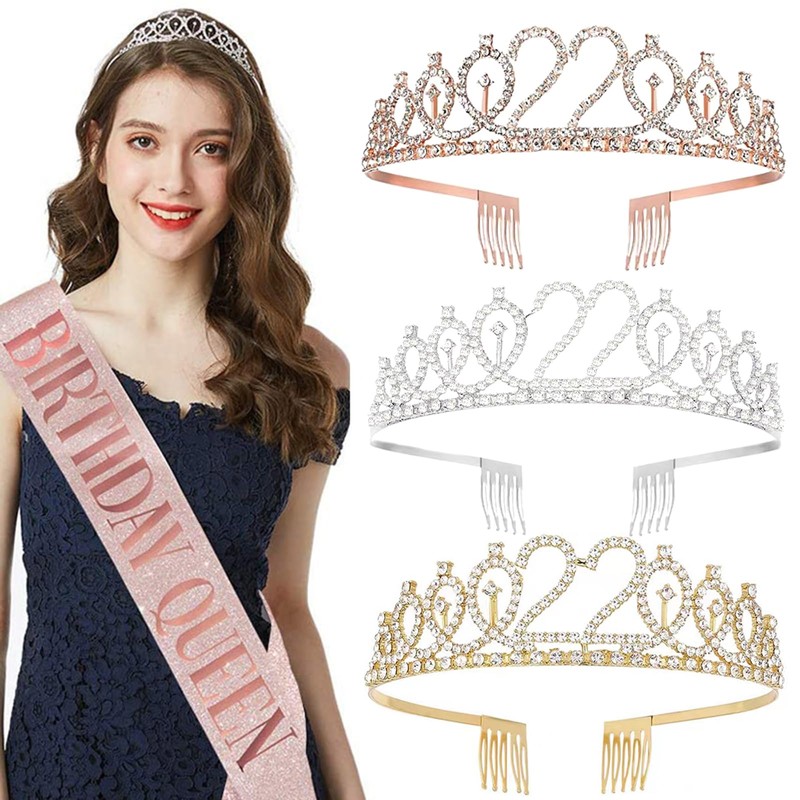 UVATAHONA 22nd Birthday Sash and Tiara for Girl, I'm feeling