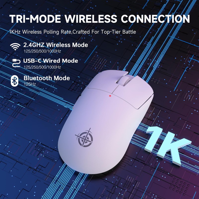 MAGIC-REFINER G6 Wireless Gaming Mouse,24000 DPI Adjustable,75g Lightweight Mouse,Tir-Mode BT/2.4G