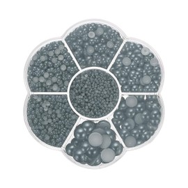 PATIKIL 5645 Piezas de Perlas de Resina de Media Esfera Para, 7 Tamaños de Perlas de Resina de Media Esfera para Decoración de Uñas Diy, Decoración, En Color Gris Plata Oscuro