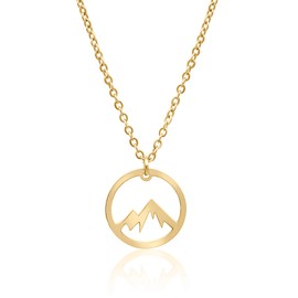 Nuoli® Berg Women's Necklace (45 + 5 cm Adjustable) Necklace with Mountain Pendant for Women and Girls, Made of Stainless Steel, Stainless Steel, mountain