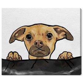 The Oliver Gal Artist Co. Animals Wall Art Canvas Prints 'Dog Behind Sofa' Home Décor, 30" x 30", Brown, Black