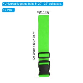 PATIKIL Luggage Straps, 2 Pack Suitcase Straps Adjustable Luggage Belts Strap with Buckle for Luggage Suitcases Travel, Green
