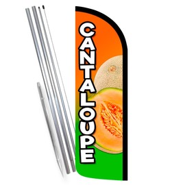 Vista Products Cantaloupe Premium Windless Feather Banner Flag Kit (Flag, Pole, & Ground Mt)