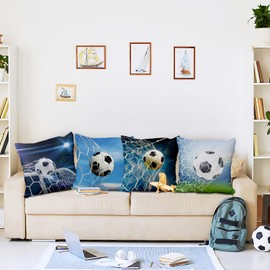 Aoihrraan 51 x 51 cm, Set of 4 Decorative The Goal Shooting Cushion Cover, Football, Football In Goal Net, Rustic Decorative Cushion Cover, Square Couch Cushions, Football Fit, Boys Sofa Bedroom
