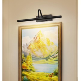 MKBNG Modern Picture Light,15.75in Battery Operated Picture Lights for Paintings，Black Wireless Picture Lights, Dimmable for Wall Painting,5000mAh Battery Operated Picture Light for Wall