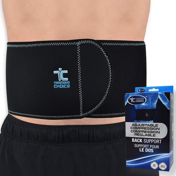 Trainers Choice Back Compression Wrap, Adjustable Back Support Belt for Men & Women, Helps with Back Pain Relief and Lower Back Support