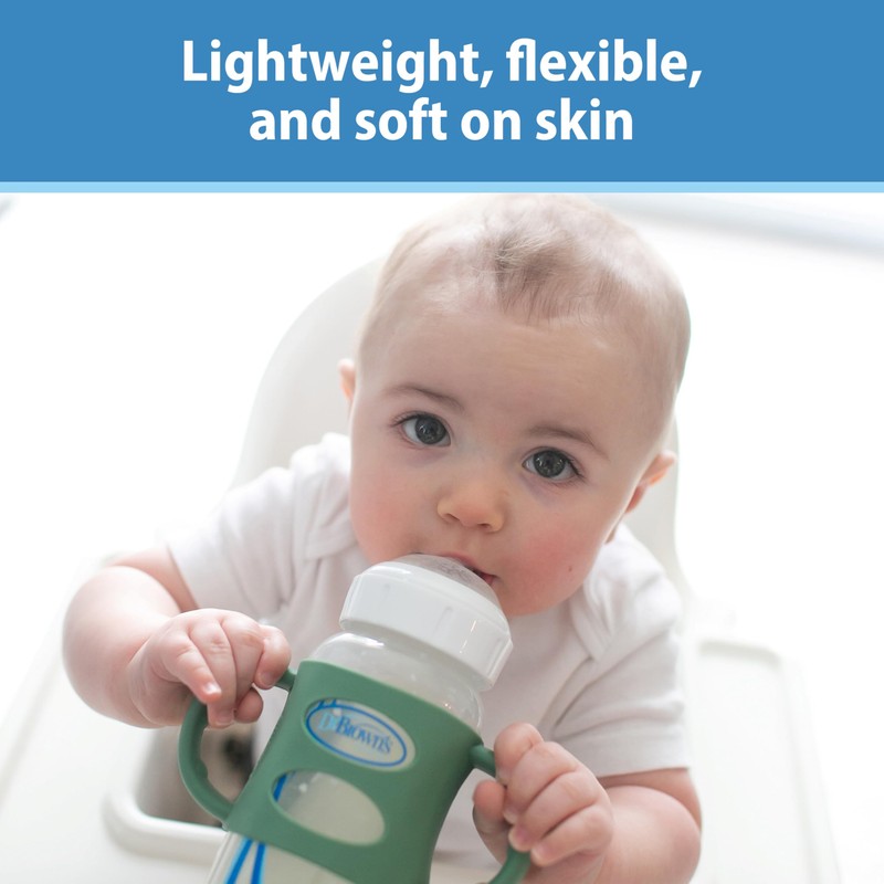 Dr. Brown’s Milestones 100% Silicone Baby Bottle Handles, Wide-Neck, Ecru,
