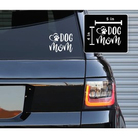 Printbeat Dog Mom Paw Footprint Heart Vinyl Decals Stickers for Cars, Van, Trucks, Laptop (White, 5 x 4)