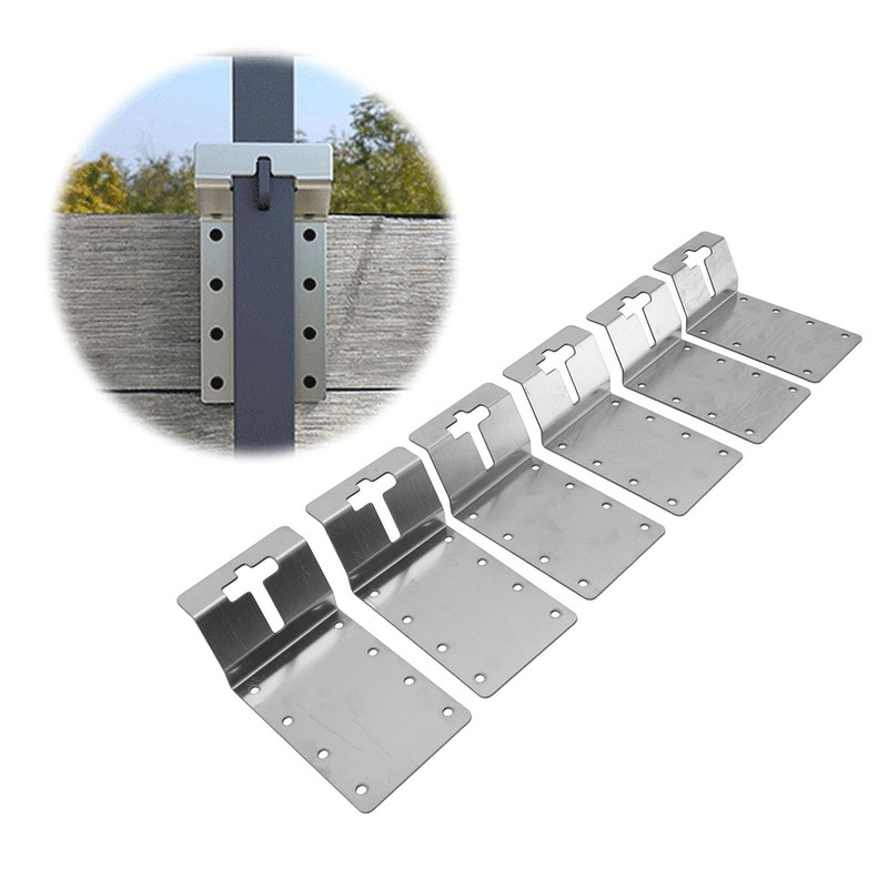 6PCS T Post Bracket, Carbon Steel Vertical Mounting Corner Brace