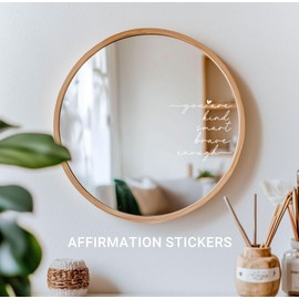 2 x Mirror Vinyl Decal Sticker You Are Kind, Smart, Brave, Enough Mirror Self Affirmations Vinyl Decal Kids Daughter Room Affirmation Stickers Child’s Mirror Decal, 5.9 inch (Brave, White)
