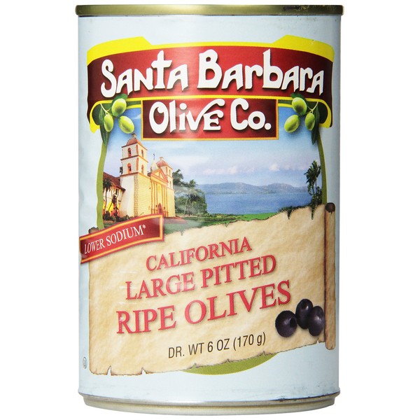 Santa Barbara Olive Co. California Large Pitted Ripe Olives, 6 Ounce Tins (Pack of 12)