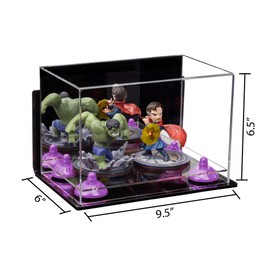 Better Display Cases Versatile Acrylic Display Case - Small Rectangle Box with Mirror, Wall Mount, Purple Risers and Clear Base 9.5" x 6" x 6.5" (A005-PR)