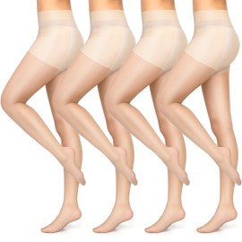 Mepase 4 Pairs Women Golf Sheer Tights UV Protection Stockings with Reinforced Toes Non Slip Sheers Tights Outdoors(Medium)