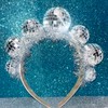 Generic Janylin Disco Ball Headband Women Party Silver Headpiece Mirrors