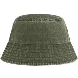 Hatstar Vintage Fishing Hat, Jeans Bucket Hat, 100% Cotton, Unisex Smiling Face Hat, Foldable Fishing Hats, Outdoor Summer Hat, Sun Hat, Leisure Hat for Hiking, Camping, Travel, Fishing, Vintage Olive