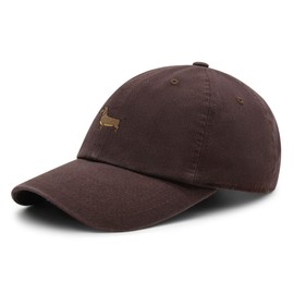JPAK Dachshund Premium Dad Hat Embroidered Cotton Baseball Cap Puppy Dog Brown