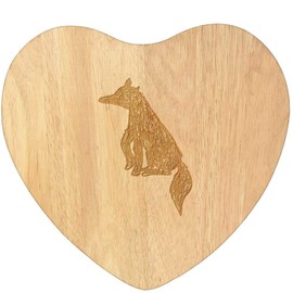 'Line Drawing of A Fox' Wooden Heart Shaped Chopping/Cutting Board (WB00077856)