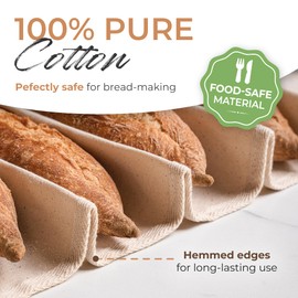 Orblue Bakers Couche and Proofing Cloth, 100% Cotton Fabric for Bread Dough Baking, Shaping Tool for Baguettes, Loaves, Ciabatta, Bread Couche 17.7 x 14.1 Inches