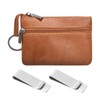 Artificial Leather Mini Coin Purse with 2 Stainless Steel Cash