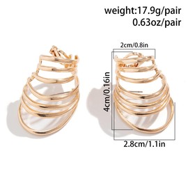 Chunky Geometric Clip On Statement Earrings for Women Teen Girls,14K Gold Hollow No Piercing Dupes Earrings Party Prom Thick Clips Jewelry Gift (Gold)