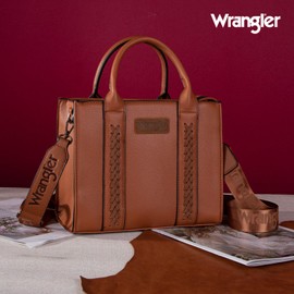 Wrangler Tote Bags for Women Top-handle Handbags and Purses for Women, D Plain Brown WG70-8120DBR