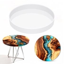 Vehipa Molde de mesa de resina extragrande de 14 pulgadas redondo de silicona de resina epoxi para mesa de río, manualidades, tabla de cortar, decoración de computadora