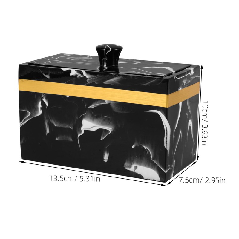 Ciieeo Bathroom Countertop Organizer Marble Cotton Swab Box Makeup Pads