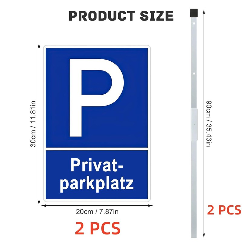 Pack of 2 Private Parking Sign with Posts with 90