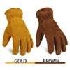OZERO Winter Thermal Leather Work Gloves with Thick Imitation Lambswool