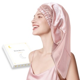 townssilk Silk Bonnet for Sleeping 100% 22 Momme Mulberry Silk for Women, Luxurious, Breathable, Fits Secure Overnight & Pressure Free, Ideal for Long & Curly Hair - DustyPink 80cm
