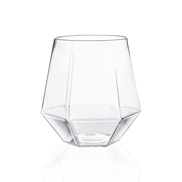 Smarty Had A Party Plastic Wine Tumbler, Disposable Stemless 12 oz Drinking Glasses, Elegant Drinkware in Bulk Order for Wedding, Birthday & All Occasions, 64 pcs (Clear - Hexagonal)