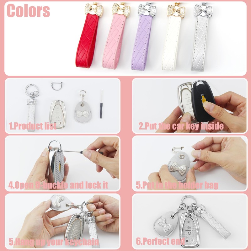 Rayslesan Key Fob Cover with Leather Holder Compatible with Airtag/RFID,Compatible