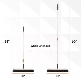 Superio 18" Horsehair Swivel Broom, Rotating Broom with Telescopic Handle