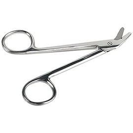 Medline Angled Wire Cutter Scissors, Nonsterile, Single-Use, Serrated, 4.5 Inches, Stainless Steel, Floor Grade, Box of 12 Each