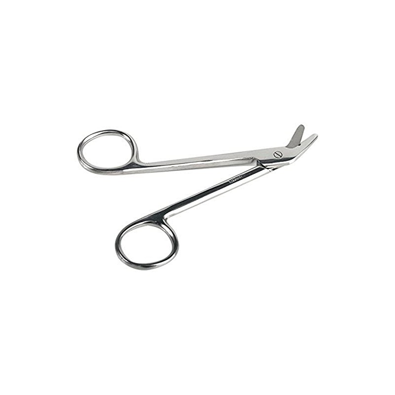 Medline Angled Wire Cutter Scissors, Nonsterile, Single-Use, Serrated, 4.5 Inches,