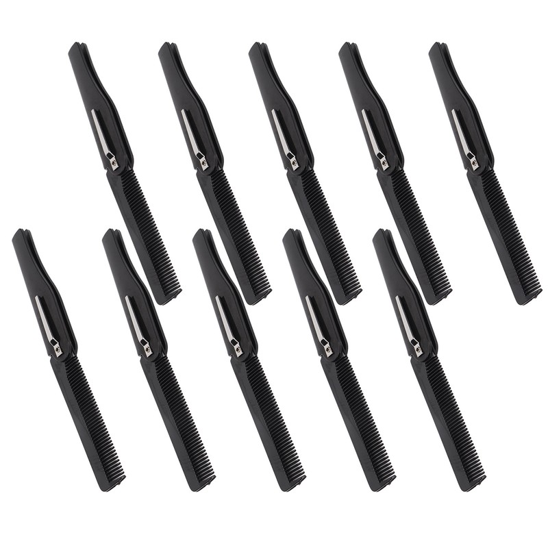10Pcs Folding Comb Black Fine Teeth Durable Plastic Pocket Size