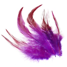 PATIKIL 5-6 Inch Rooster Feathers, 100 Pack Bulk Natural Feathers for Crafts Carnival Handwork Clothing Costumes Wedding Party Style 2, Purple