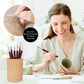 15PCS Pottery Carving Tools, Air Dry Polymer Clay Sculpting Tools Set, Pottery Trimming Tools with Smooth Wooden Handles, Clay Tool Kit for Kids Adults Beginners Professionals