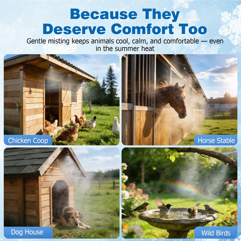 Mellbree Misters for Outside Patio 30FT/9M, Pre-Assembled Misting Cooling System