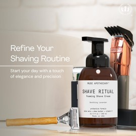 Muse Apothecary Foaming Shave Ritual - Natural Shaving Cream Sensitive Skin - Womens Shaving Cream Mens Shave Cream - Protective Formula Aloe Vera + Shea Butter + Vitamin E - Soothing Lavender, 11.5oz