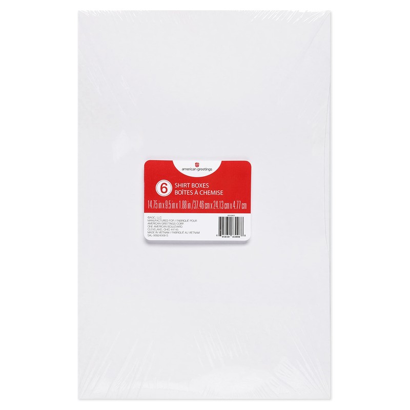 American Greetings White Shirt Boxes with Lids, for Birthdays, Holidays,