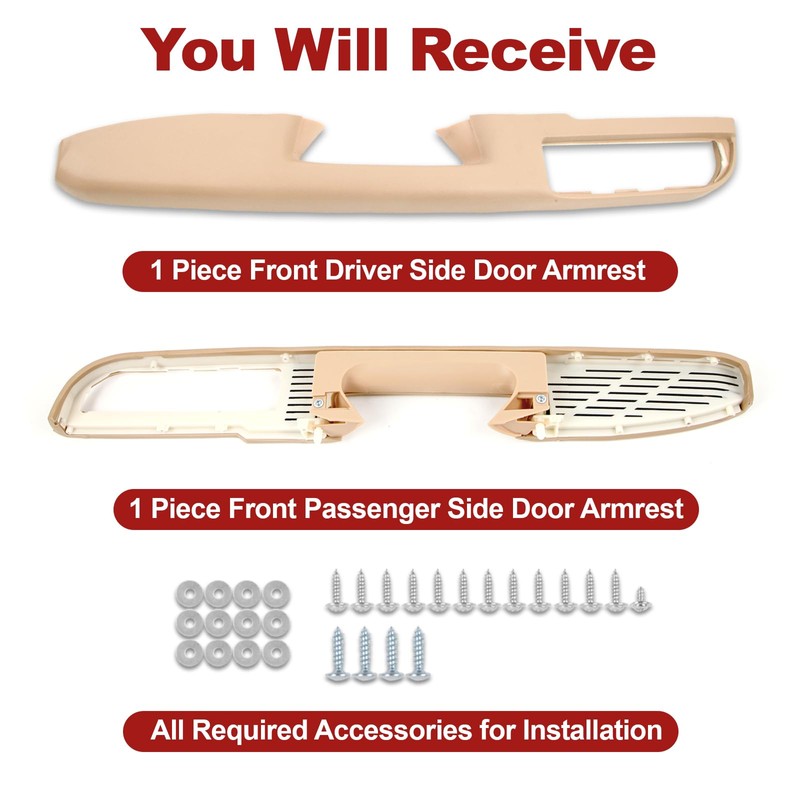 Front Driver & Passenger Side Door Armrest Compatible with 2010