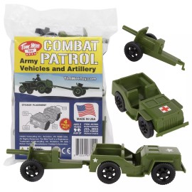 BMC Toys TimMee Processed Plastic OD GREEN Willys Jeep Artillery Tim Mee Army Men Set USA