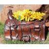Rustic Western Faux Leather Cowboy Horse Saddle Decorative Planter Or