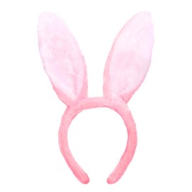 XIELIME Easter Bunny Ears Headband White Pink Plush Rabbit Ear Hairband Cute Easter Bunny Headband for Kids Girls Adults Easter Party Favor Cosplay Costume Accessories Gift 1PCS