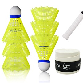 KUBDPQOR Shuttlecock Set, 6 Pieces Shuttlecock with Non-Slip Grip Tape, Multi-Purpose Badminton Balls for All Suitable Badminton Rackets, for Outdoor & Indoor Training Entertainment & Shuttlecock Game