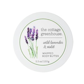The Cottage Greenhouse Wild Lavender & Violet Body Butter, 5.5 oz., Shea Butter, Aloe, Honey & Avocado Oil, Body Lotion for Women, Hydrating & Smooth Body Moisturizer