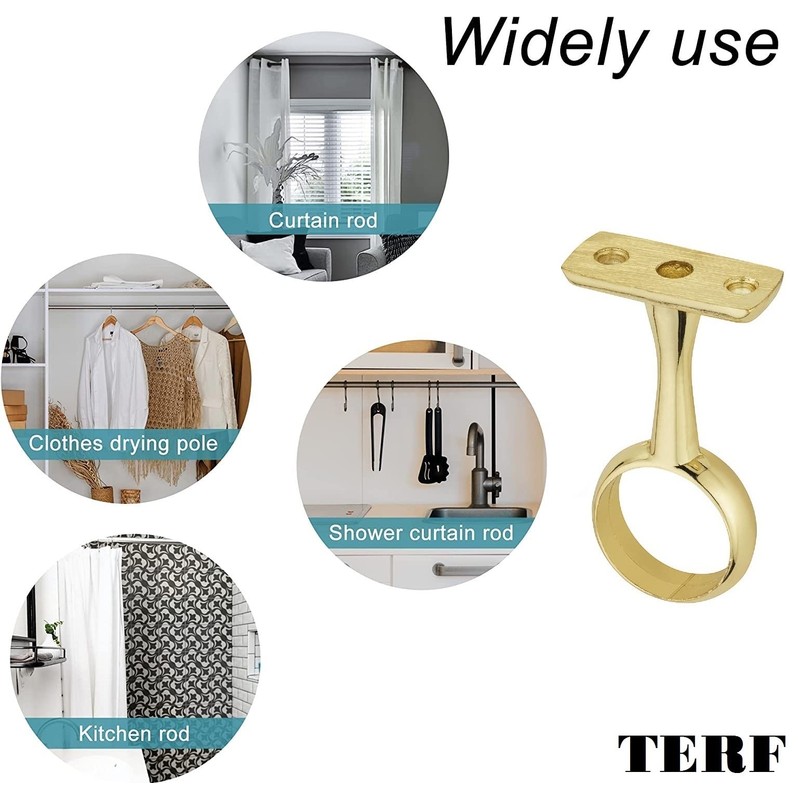 TERF® Polished Brass Ceiling-Mount Bracket for Up to 19mm Diameter