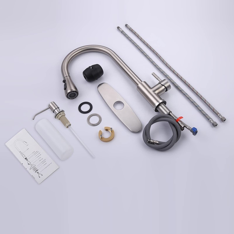 Kitchen Faucet with Pull Down Sprayer, Brush Nickel Pull Out